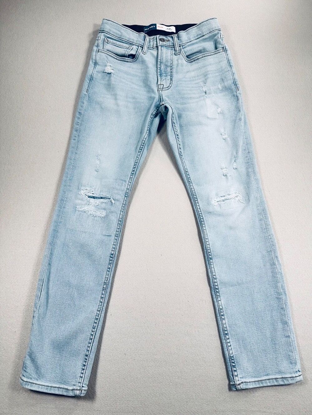 Old Navy Slim Built-In Flex Distressed Jeans Men’s 29x30 Light Wash Stretch